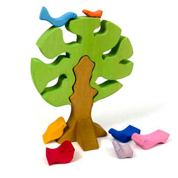 Bird Tree Puzzle Colored
