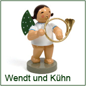 Wooden angel musicians green polka dot wings Wendt und Kuehn